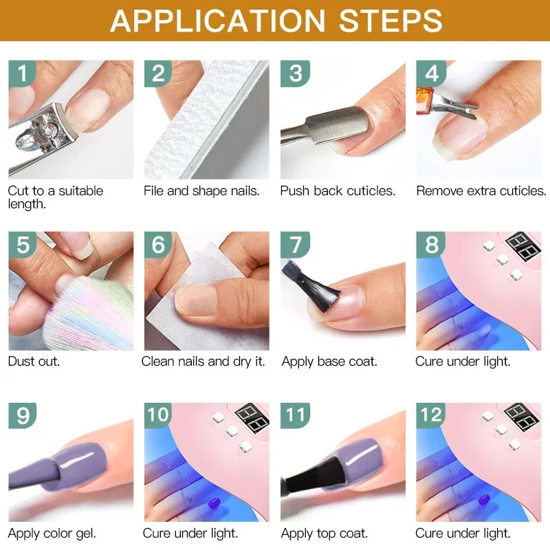 MTSSII 12tlg. Gellack-Set Nude Rosa Rot Glitzer Semi Permanent Soak Off UV Gel Nagellack Maniküre Kit Nagelzubehör DIY