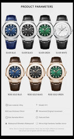 POEDAGAR Top Luxus Quadratische Herrenuhr Datum Wasserdicht Leuchtend Herren Armbanduhr Hochwertige Leder Herren Quarzuhren+Box Reloj
