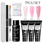 24-teiliges Set 20ml Poly Nail Extension Gel Kit Mini-UV-Lampe Versiegelung mit Basislack Überlack Professionelles Poly-UV-Nagelgel-Kit Starter-Kit