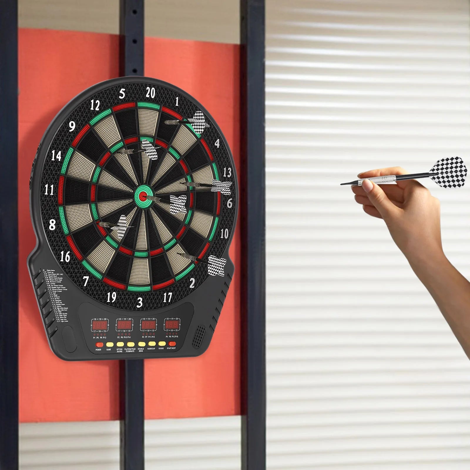 Elektronische Dartscheibe mit 6 Darts Dartboard Innovativer Dartautomat mit 27 Spielmodi & 243 Varianten unterstützt bis zu 16 Spieler