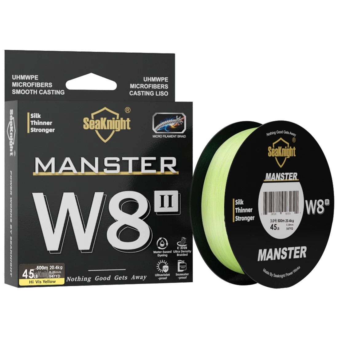 SeaKnight Brand W8 II Serie 500M 8-fach geflochtene Angelschnur aus PE, fortschrittliche geflochtene PE-Schnur, UV-beständige Salzwasser-Schutzbeschichtung
