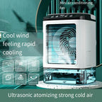 USB Tragbarer Klimaanlagen-Ventilator Dual-Nebelbefeuchter Eisbox 3-Gang Desktop-Kühlventilator mit LED-Nachtlicht