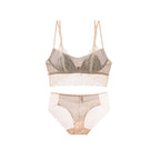 SuyaDream, Damen Spitzen-BH-Set, Futter aus echter Seide, dünne geformte Cups, ohne Bügel, transparente Unterwäsche aus Mesh, gemütliche Dessous 2025