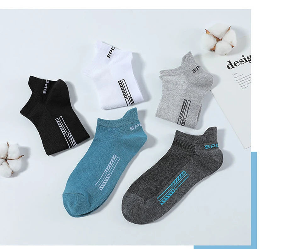 5 Paar kurze Baumwollsocken für Herren, hochwertige, tief geschnittene Crew-Socken für Damen, Knöchelsocken für Sport, atmungsaktives Mesh für den Sommer, lässige, weiche Herrensocken