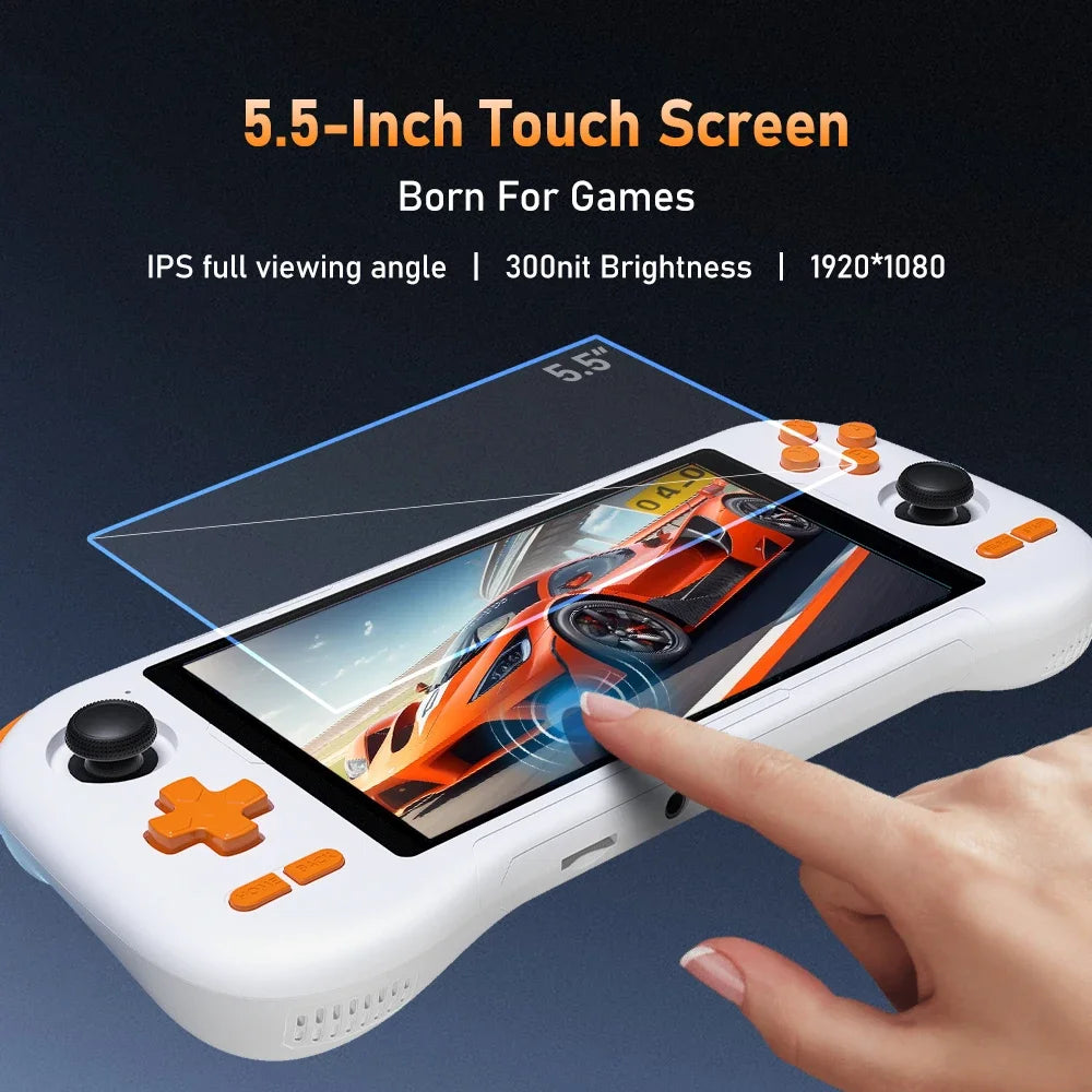K56 Android 14 tragbare Gaming-Konsole mit 5,5-Zoll-Touchscreen und über 50 Retro-Videospiel-Emulatoren für DC/MAME/SS
