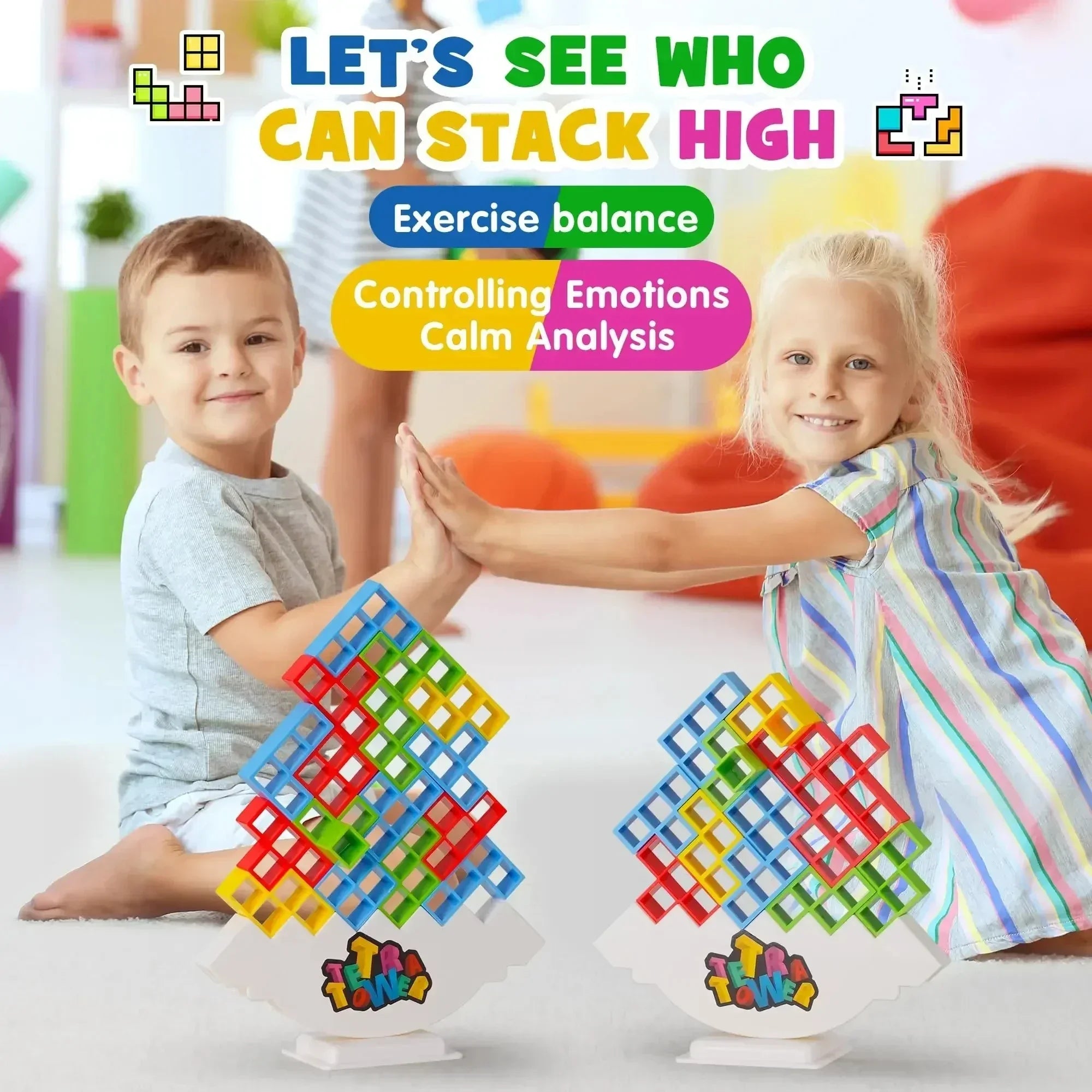 Puzzles Tetra Tower Lustiges Balance-Stapelspiel Bausteine Brettspiel für Kinder Erwachsene Freunde Team WG-Zimmer Familien-Spieleabend Party
