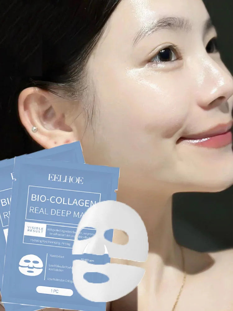 1/3/5/10pcs Bio-Collagen Real Deep Mask Soluble Collagen Sheet Mask Hydrolyzed Collagen Moisturizing Face Mask Skin Care Product