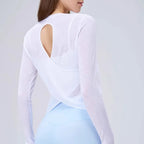 Yogaanzug Damen Langarmshirts Schöne Rücken Sportanzug Tops Schmale Lose Bluse Pilates Fitness Gym Anzug Laufbekleidung