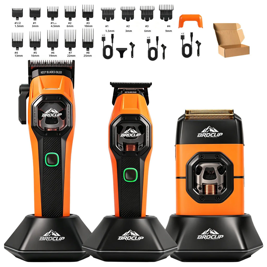 Neuer professioneller BRDCLIP Salon Friseur-Set Vektormotor Haarschneidemaschine 7800-13000 U/min Trimmer 8000-13000 U/min Metallgehäuse 2603 Rasierer