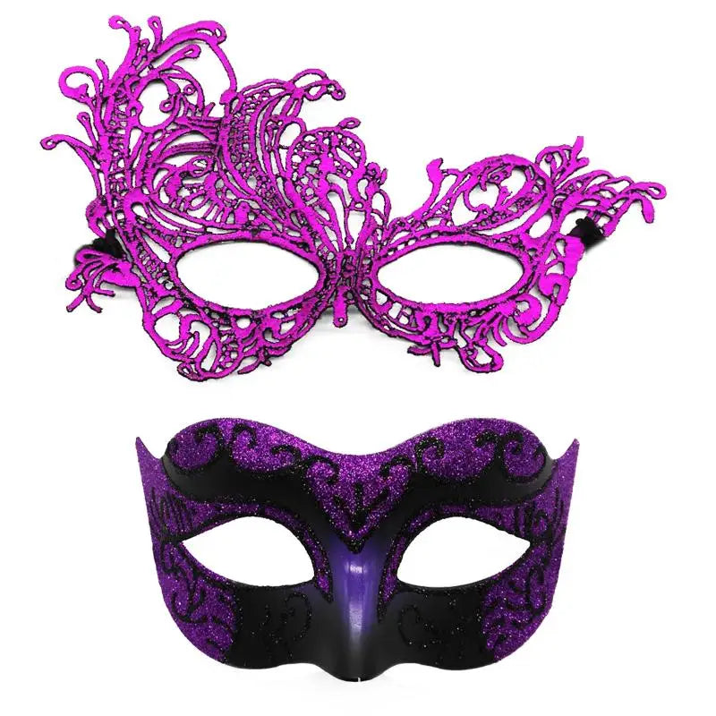 2er-Set, elegante schwarze Spitzen-Masken für Paare für Kostümpartys