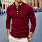 Herren T-Shirt mit Stehkragen, langärmelig, einfarbig, lässig und modisch, vielseitig und bequem, Sommer 2025