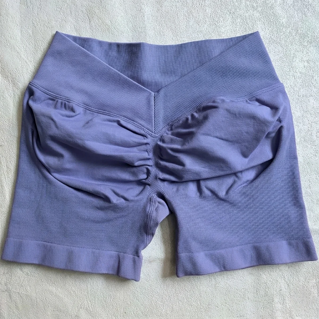 Damen Scrunch Shorts nahtlos V-Rücken Scrunch Booty Shorts Fitness Workout Laufen Yoga Gym Shorts