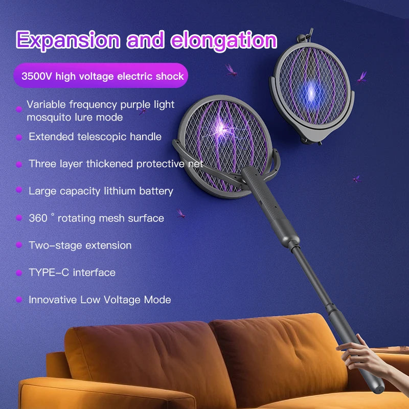 Faltbare elektrische Mückenklatsche 3-in-1 elektrische Mückenlampe wiederaufladbare Wand-Mückenklatsche