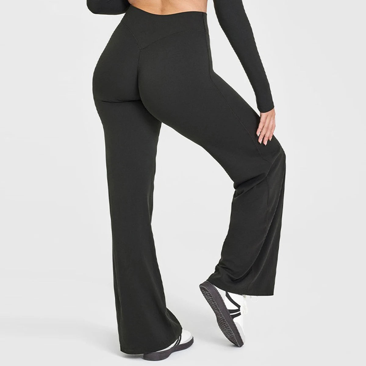 Ausgestellte Leggings Gerade Leg Leggings Damen Weite Hosen Yoga Atmungsaktive Fitness Kleidung Vielseitige Freizeithose