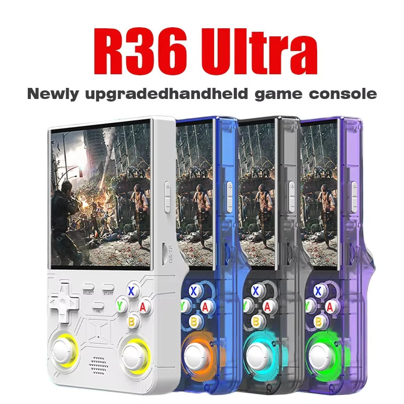 R36Ultra 4,0-Zoll Retro-Handheld-Spielkonsole 128 GB Tragbarer Videoplayer Open-Source-Linux-System zum Spielen