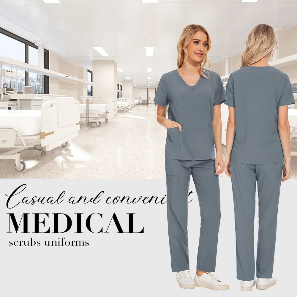 Niaahinn Scrubs Uniforms Sets Großhandel Medizinische Kasacks Stretch-Anzug Gesundheitswesen Pflegeuniform Unisex OP-Kasacks Damen Herren