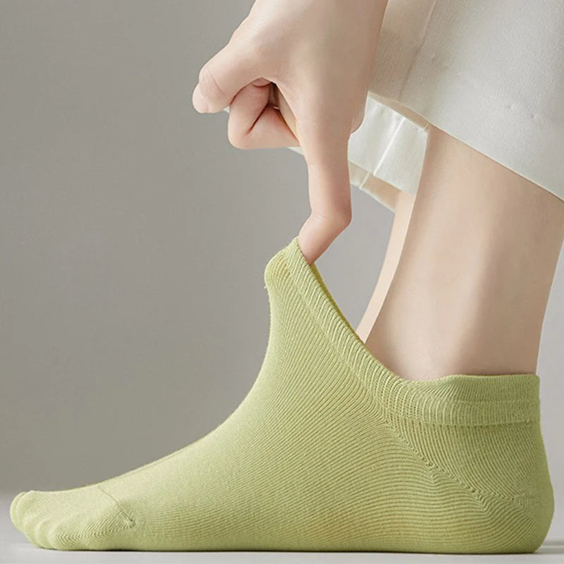10 Stück=5 Paar Damen Socken Casual Atmungsaktiv Hohe Qualität Knöchelsocken Sommer Low Cut Baumwolle Dünne Kurze Elastische Socken calcetines