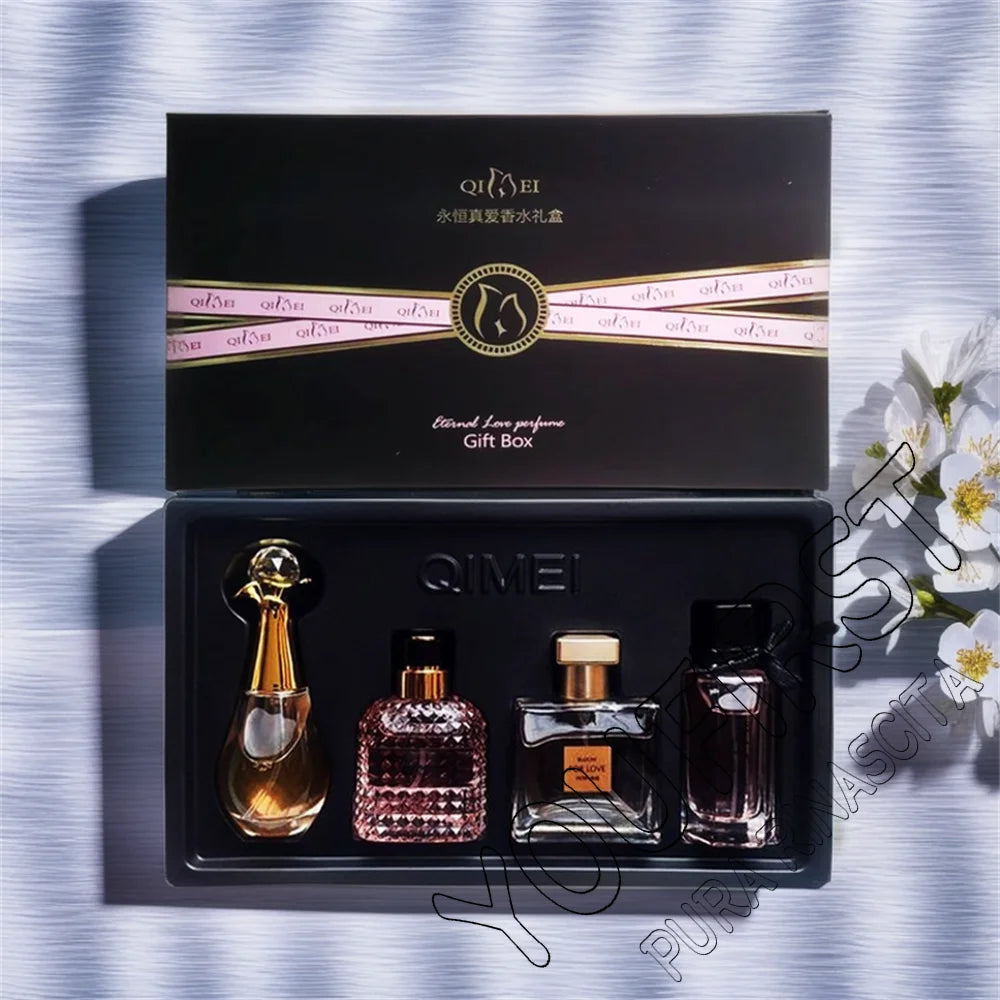 Luxusmarke Parfüm Damen Eau De Parfum Femme Geschenkbox 4-teiliges Set 100ml Parfums De Mujer Natürlicher Blumenduft Spray