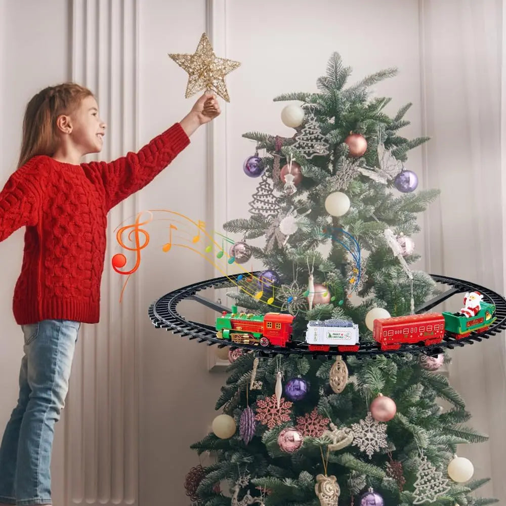 VATOS Hängender Weihnachtszug Spielzeug mit Licht und Sound, Zug um den Weihnachtsbaum, Dekoration, Geschenk, Indoor-Spielzeug für Kinder Zweitbild