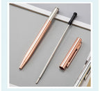 20-200 Stifte Neu Schlanke Metall-Kugelschreiber Roségold Benutzerdefiniertes Logo Werbung Schriftzug Gravierter Name Schul-Bürobedarf Geschenke