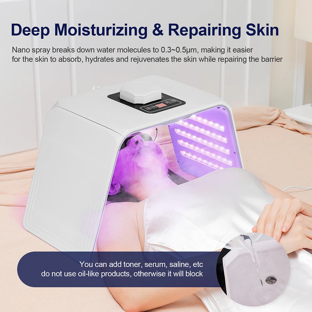 7 Farben LED Photon Schönheitsmaske Hautbefeuchtung Nano-Spray Gesicht & Körper SPA Hautpflege LED Gesichtsmaske