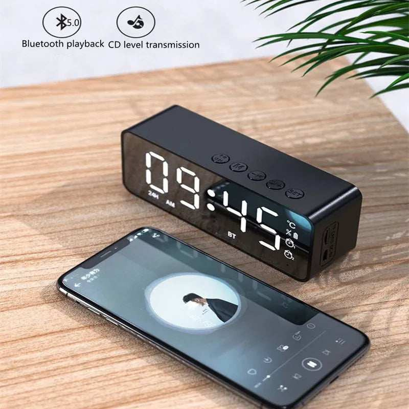 Radiowecker FM Bluetooth Lautsprecher Tragbarer Subwoofer Caixa De Som Sound Box Musik Drahtlose Mini Tieftöner Bocina Lampensäule