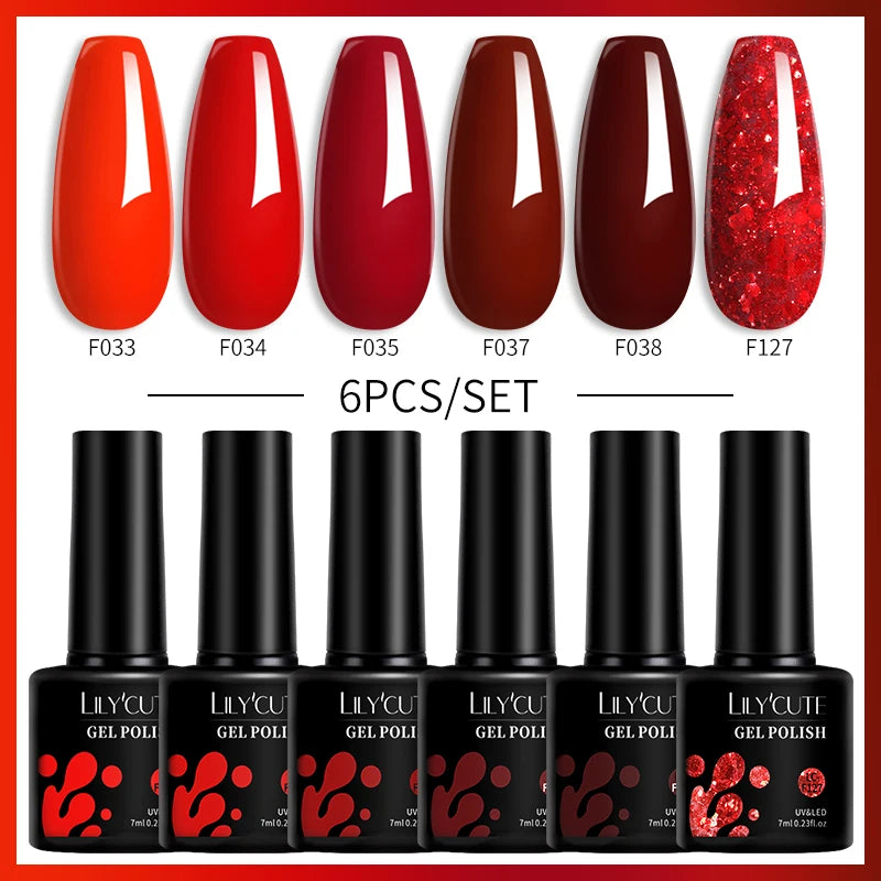 LILYCUTE 7ML 6PCS Neon Gel Nagellack Set fluoreszierend Farbwechsel Semi Permanent Soak Off Maniküre-Kit Nail Art Gel