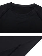 Herren Kompressions-Langarmshirt Schwarz Fitness-T-Shirt Männer Laufen Schnelltrocknend Gym-Top Sonnenschutz Sport-Baselayer