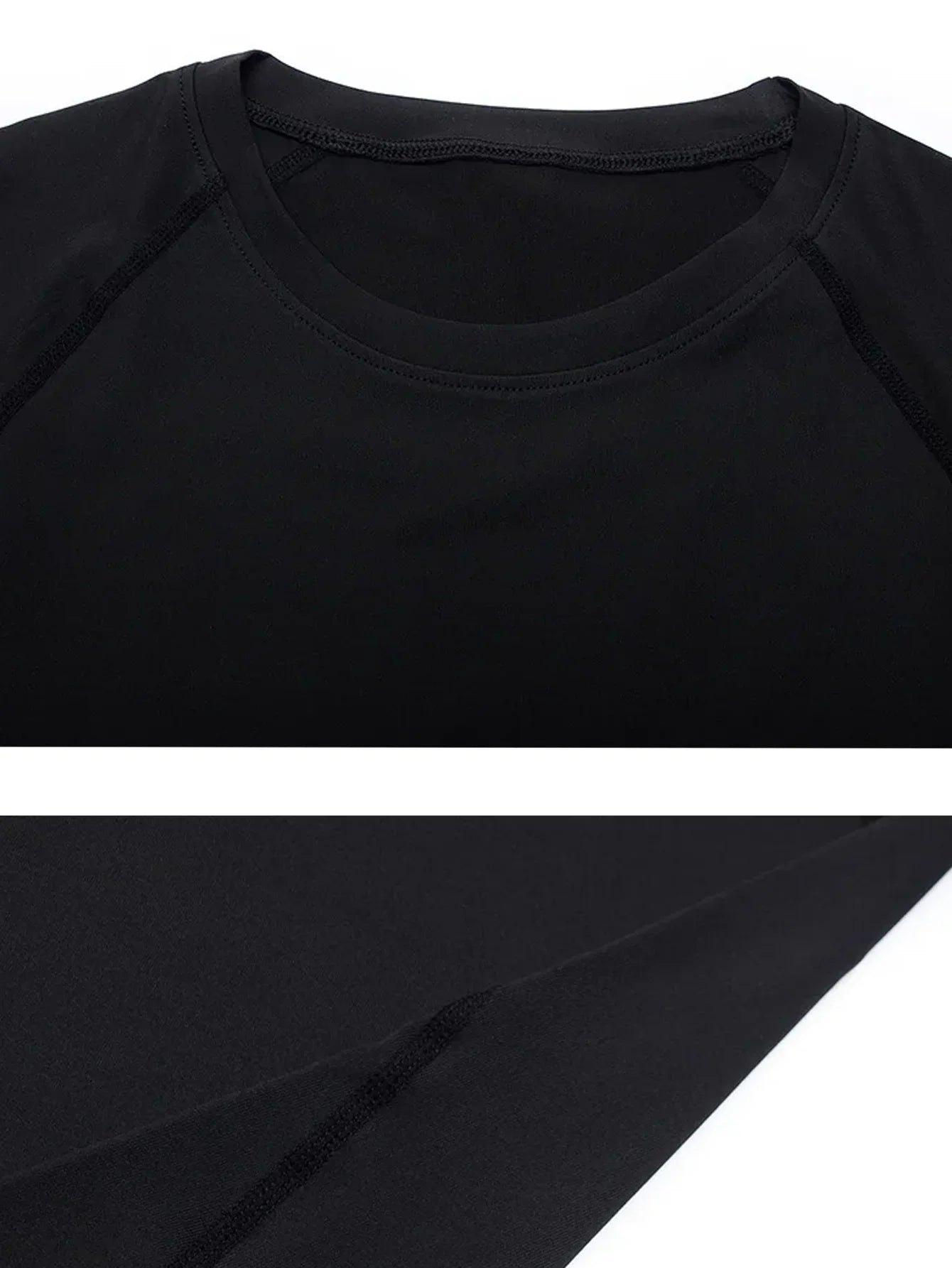 Herren Kompressions-Langarmshirt Schwarz Fitness-T-Shirt Männer Laufen Schnelltrocknend Gym-Top Sonnenschutz Sport-Baselayer