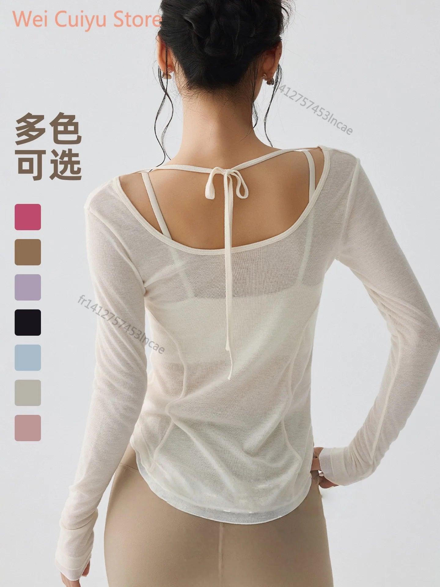 Damen Langarm Sportshirt Yoga Bekleidung Fitness T-Shirt Schnelltrocknendes Laufshirt Workout Top Damen Gym Shirt Kleidung Hauptbild