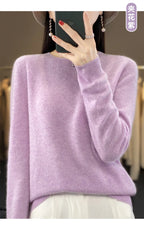 100 % Merinowolle Pullover Damen O-Ausschnitt Kaschmir Strickwaren Female Pullover Herbst Winter Freizeit Oberteile Einfarbig Weiche Kleidung