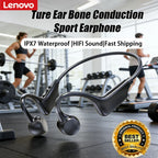 Lenovo Hot Real Bone Conduction Sport-Kopfhörer Kabelloser Kopfhörer Bluetooth-kompatibles Headset Freisprechfunktion mit Mikrofon zum Laufen