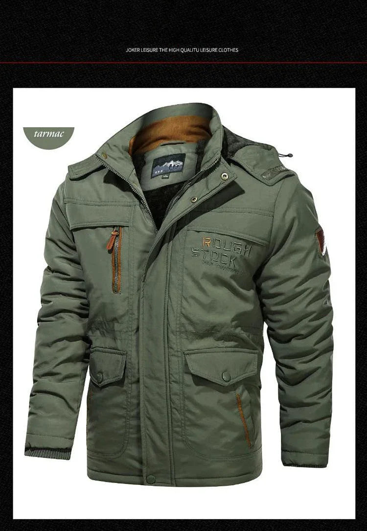 Herren Winterjacke Fleece-Futter Outdoor Parka Mantel Kapuzen-Windbreaker Militär Dick Warme Oberbekleidung Große Größe 6XL Multi-Taschen