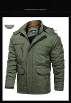 Herren Winterjacke Fleece-Futter Outdoor Parka Mantel Kapuzen-Windbreaker Militär Dick Warme Oberbekleidung Große Größe 6XL Multi-Taschen