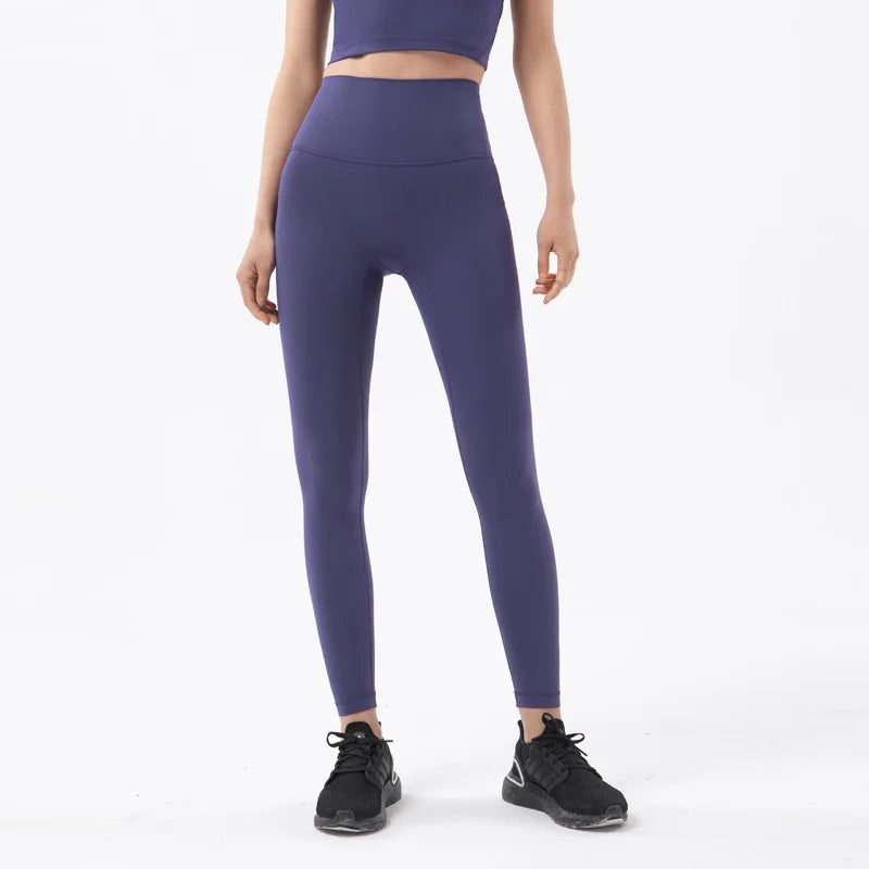 SOISOU Nylon Yogahosen Gym Leggings Damen Mädchen Fitness Weiche Strumpfhosen Hohe Taille Elastisch Atmungsaktiv Keine T-Linie Sporthosen