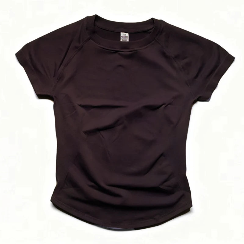 Kurzarm Gym-Top Damen Kleidung Yoga-Top Nahtloses Sportshirt Leichtes Fitness-Workout-Shirt Sport-Tops Active Wear Femme