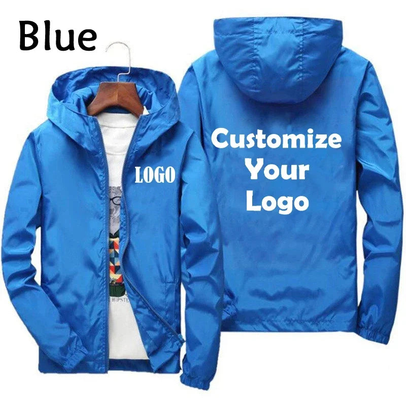 Maßgeschneiderte Reise-Team Zipperjacke, Kapuzen-Unisex-UV-beständige, wasserdichte Jacke für Herren und Damen, Oberbekleidung, Frühling, Sommer,