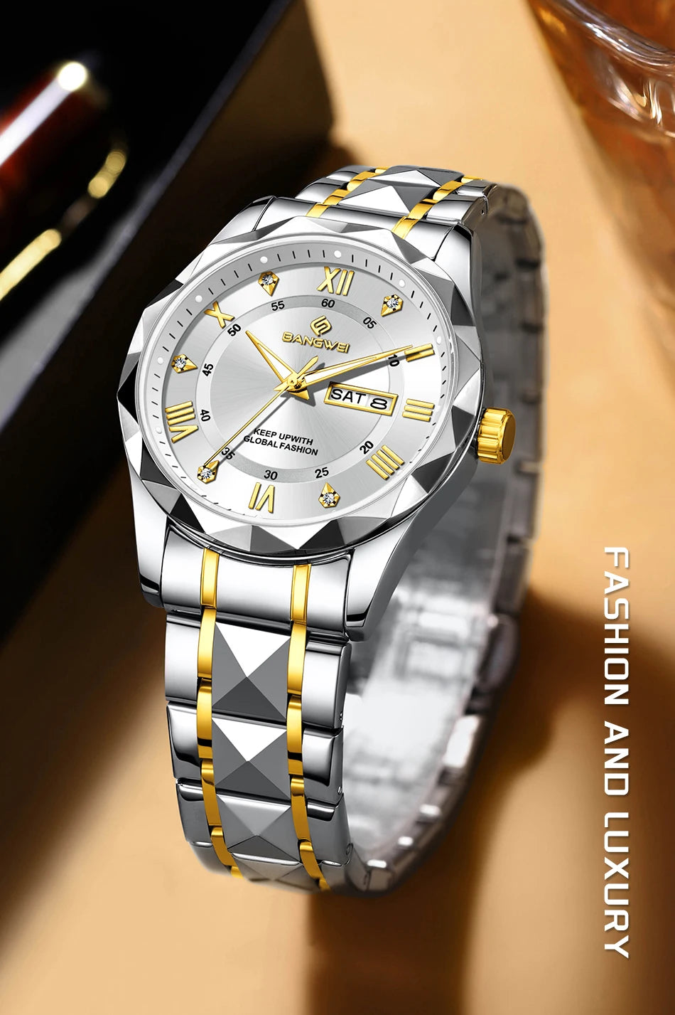 BANGWEI Elegante Luxus Quarz Damenuhr Mode Klassisch Einfach Edelstahluhren Automatisches Datum Wasserdicht Diamant Damen Armbanduhr