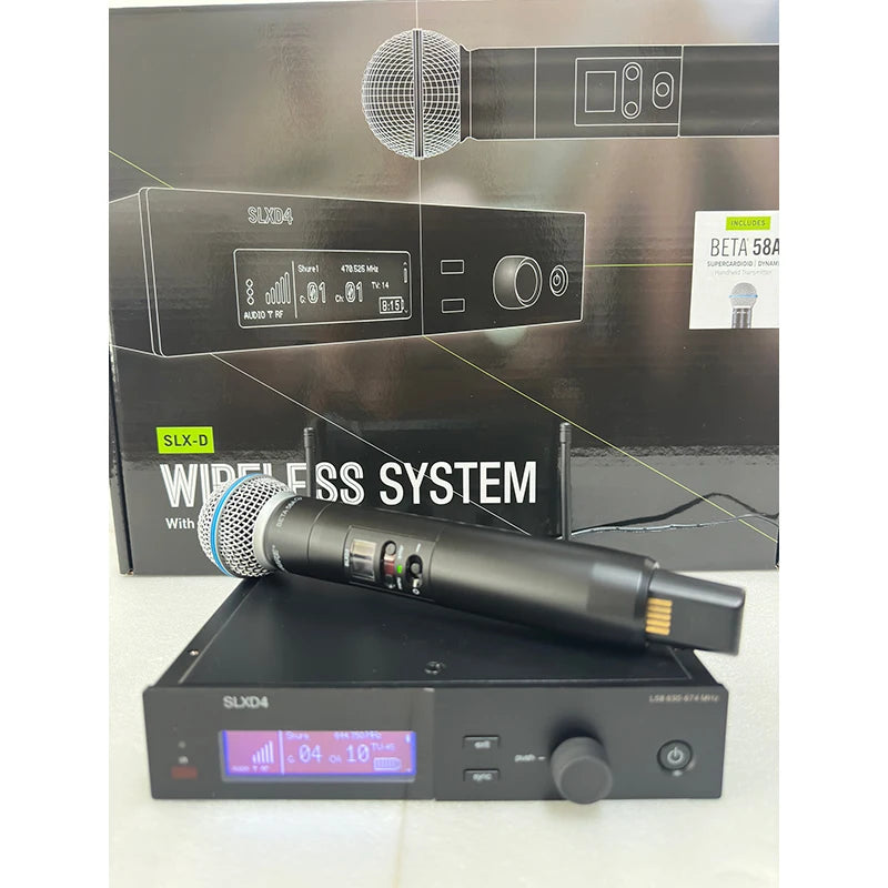 SLXD Mikrofon 500/600/800MHz Drahtloses Mikrofonsystem 4-Pin Headset KSM8/Beta58 Professionelles Audio-Equipment für Bühne Karaoke