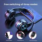 Headsets Gamer Kopfhörer Bluetooth Surround Sound Stereo Kabelloser Kopfhörer USB mit Mikrofon Buntes Licht PC Laptop Headset
