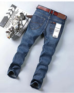 WTHINLEE Business Herren Jeans Casual Straight Stretch Mode Klassische Blaue Arbeits-Denim-Hosen Herren Markenbekleidung Größe 28-40