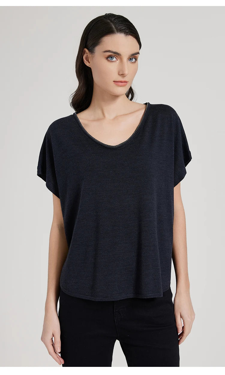 BC1095 Luxuriöse Damenbekleidung Seide Wolle Damen Kleidung lockere Merinowolle Weste Pullover für Damen
