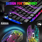 T87 Kabellose Tastatur-Maus-Set, Regenbogen-Hintergrundbeleuchtung, wiederaufladbare 2,4G Gaming-Tastatur, 2400 DPI Optische Gaming-Maus mit Mauspad
