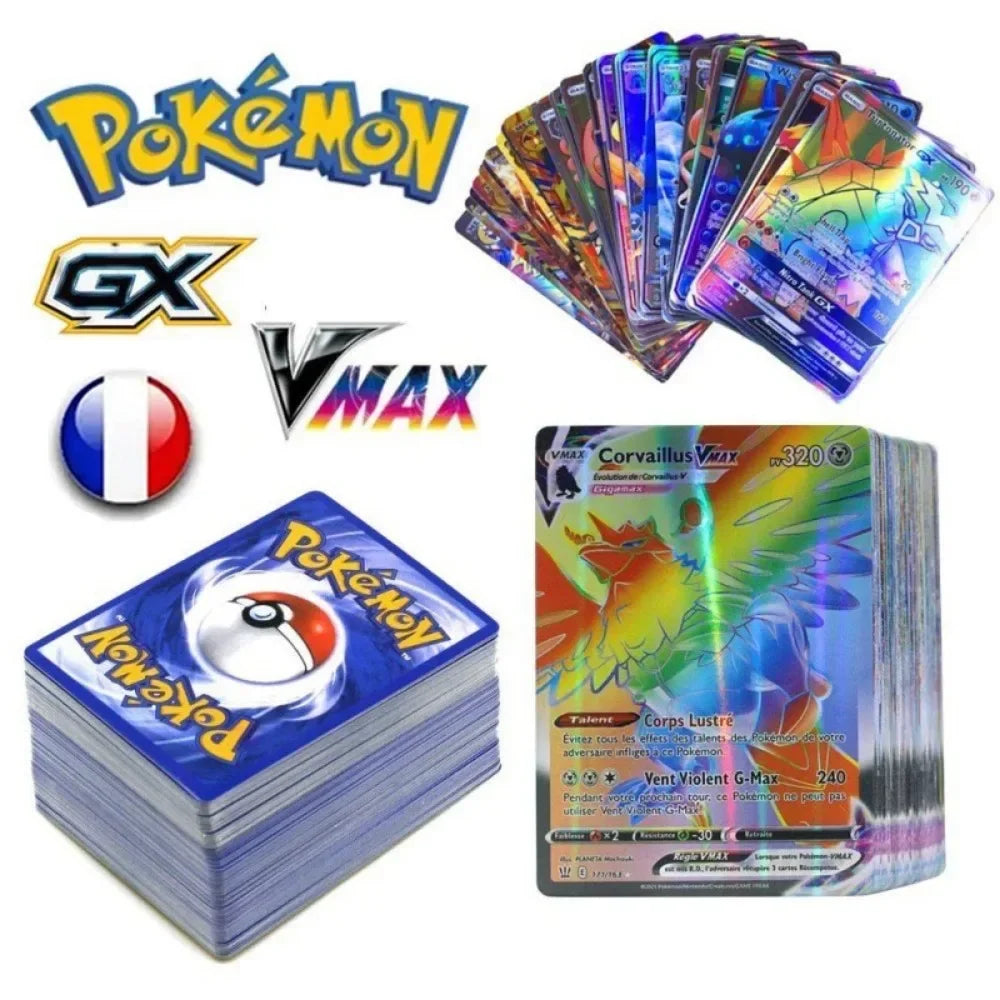 10-100 Stück Pokémon Karten Englisch Französisch Spanisch Deutsch Italienisch GX Team Vmax EX Glänzendes Spiel Battle Sammelkarten Spielzeug