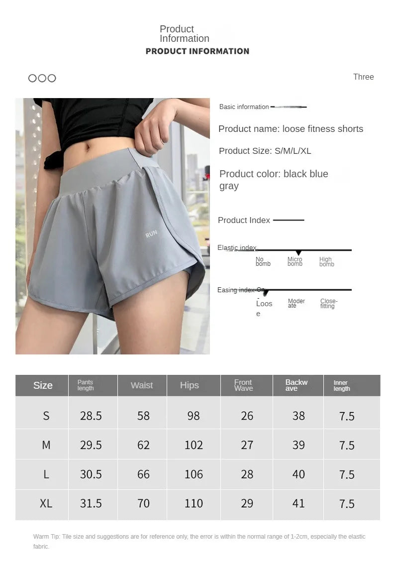 Damen Freizeit Sport Anti-Exposition Falsche Zweiteilige Abnehmende Sport Fitness Nackt Yoga Atmungsaktive Shorts