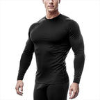 Einfache Frühling Herren Training Sport T-Shirts Schnelltrocknend Eng Anliegend Langarm Kompressionsshirt Sportbekleidung Fitness-Shirts