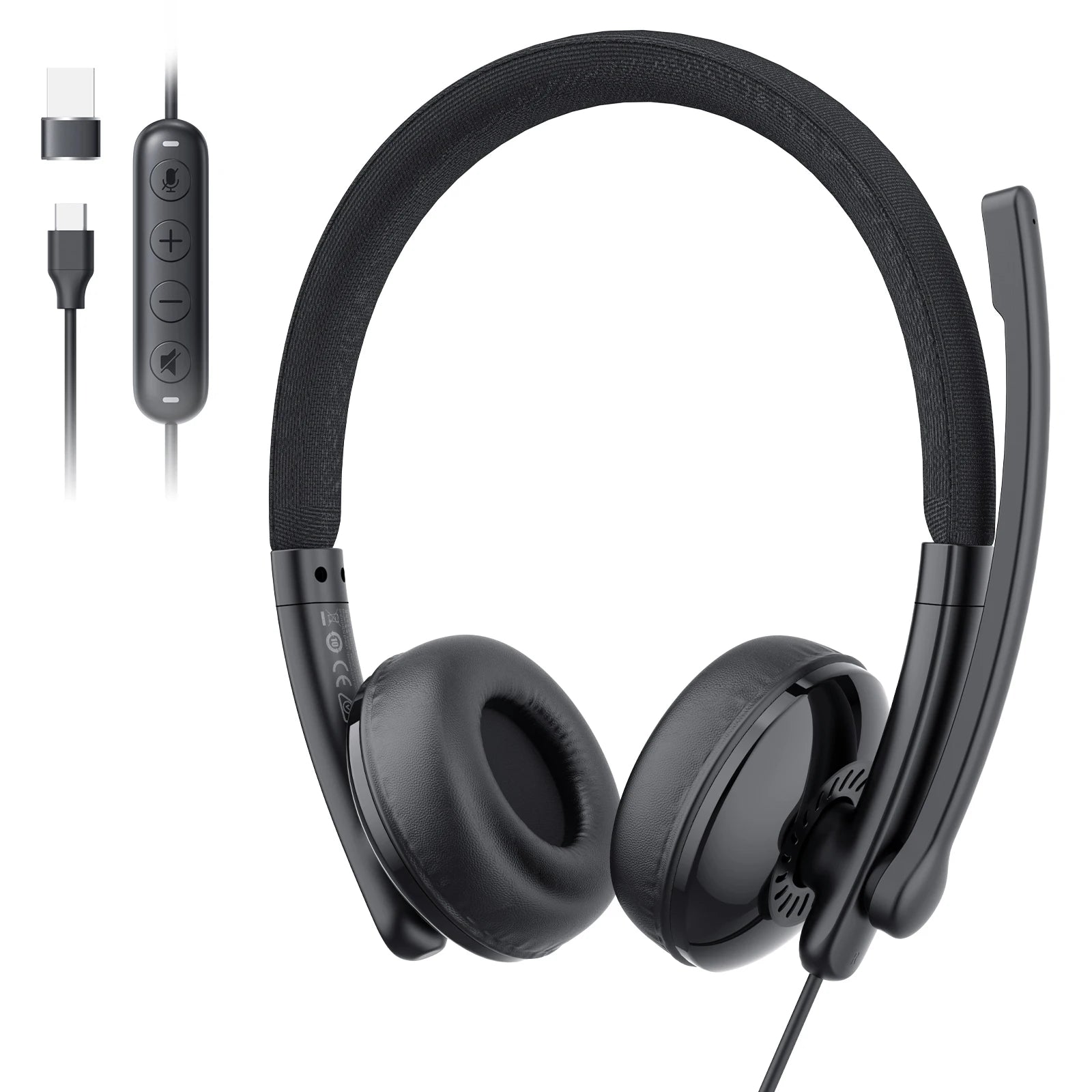 EMEET Kabelgebundenes Headset mit Mikrofon, Callcenter USB-Kopfhörer, ENC-Geräuschunterdrückung, Office-Kabel-Kopfhörer für Telefon/PC-Computer