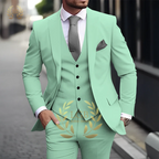 Herren Khaki 3-teiliger Anzug Klassischer spitzer Revers Business Formal Hochzeit Bräutigam Slim Fit Eleganter Gentleman-Stil Mode Blazer