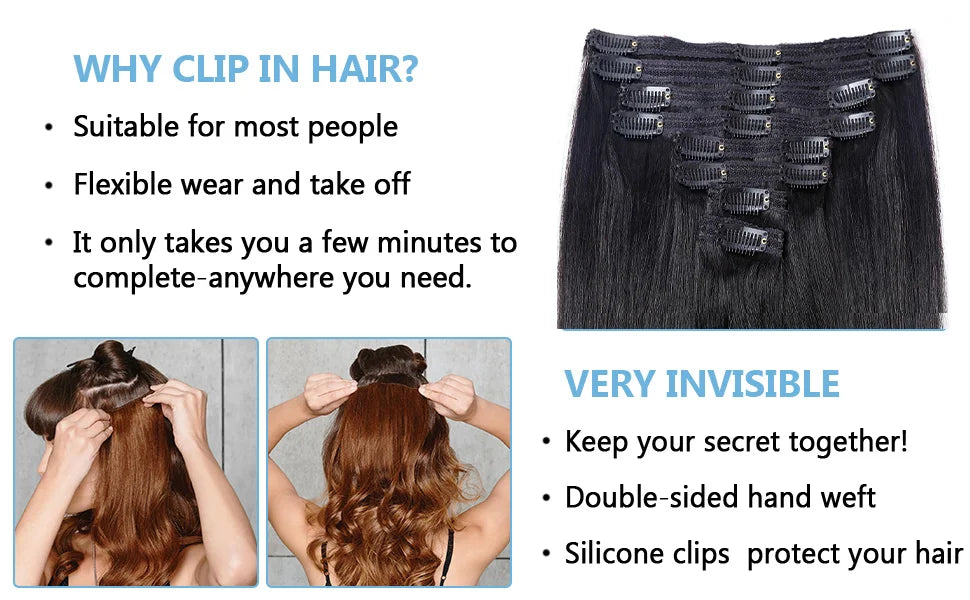 8 Stück Clip In Echthaar Extensions 100% Echthaar Clip In Natürliche Haarverlängerungen Glatte Haarteile 14-26 Zoll Remy Haar
