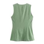DAMEN 2025 Weiß Ärmellose Weste Damen Knopf Sommerwesten für Damen Jacke Rosa Weste Top Damen Streetwear Damen Maßgeschneiderte Weste